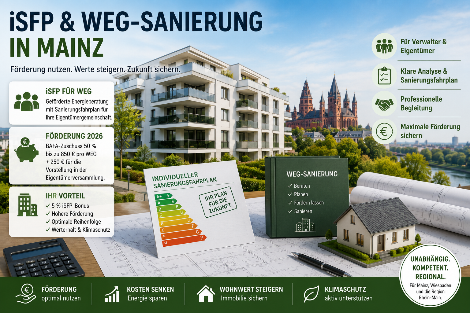 Energetische Sanierungsplanung für eine Wohnungseigentümergemeinschaft in Mainz.